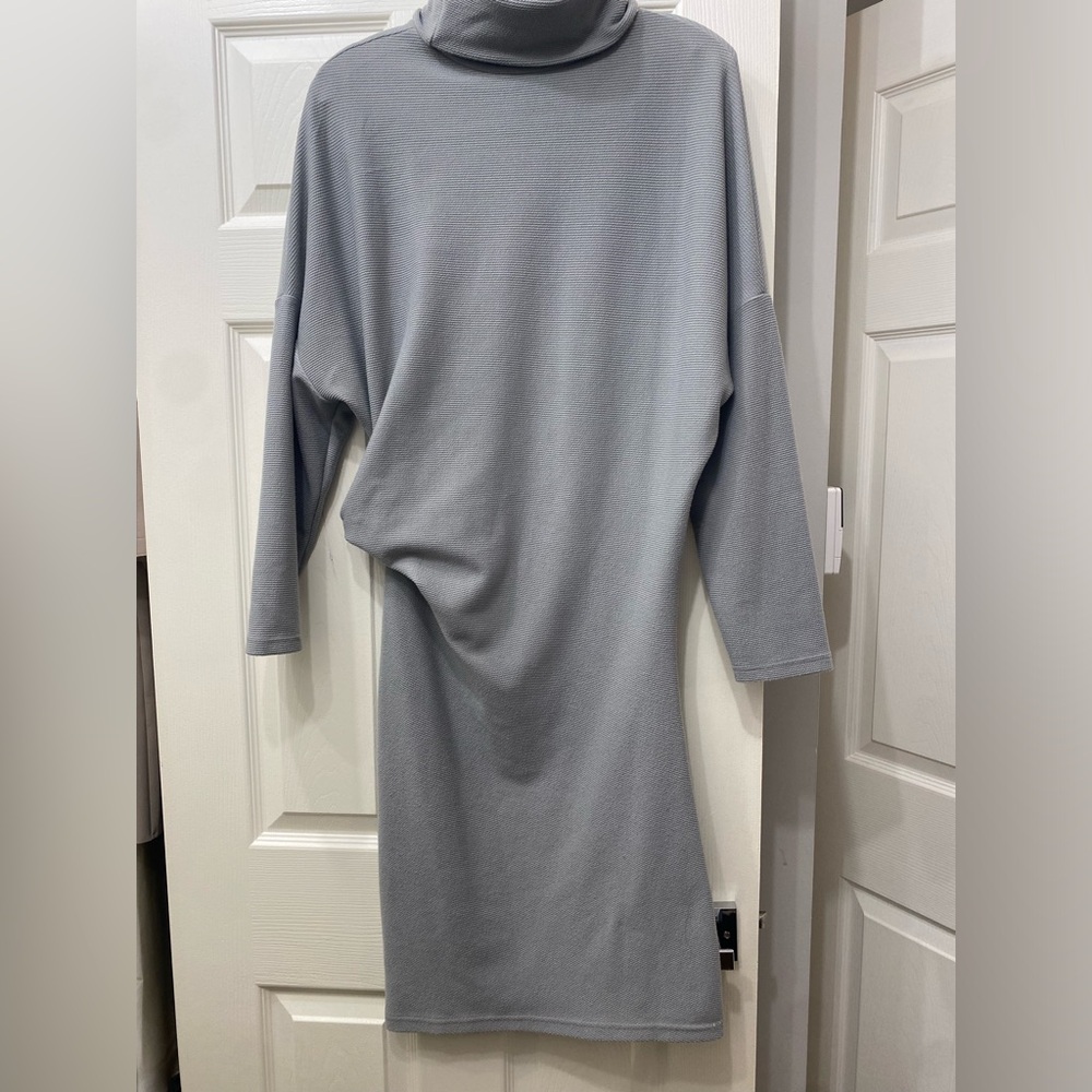 Women's Light Gray Long-Sleeve Midi Dress